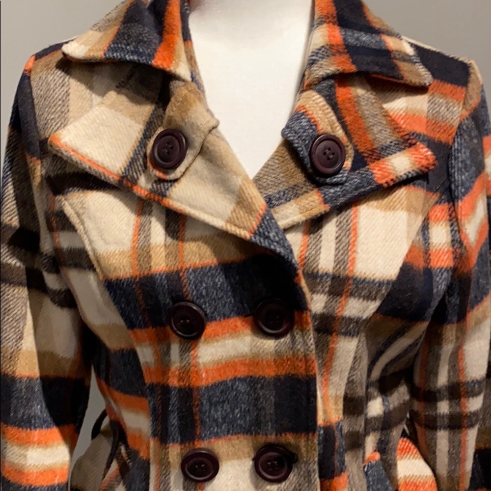 Plaid Peacoat - Picture 2 of 6